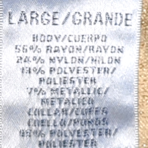 EAST 5th Gold Sparkly Elegant Sweater with  Ivory Satin Size L Grande - Picture 11 of 12